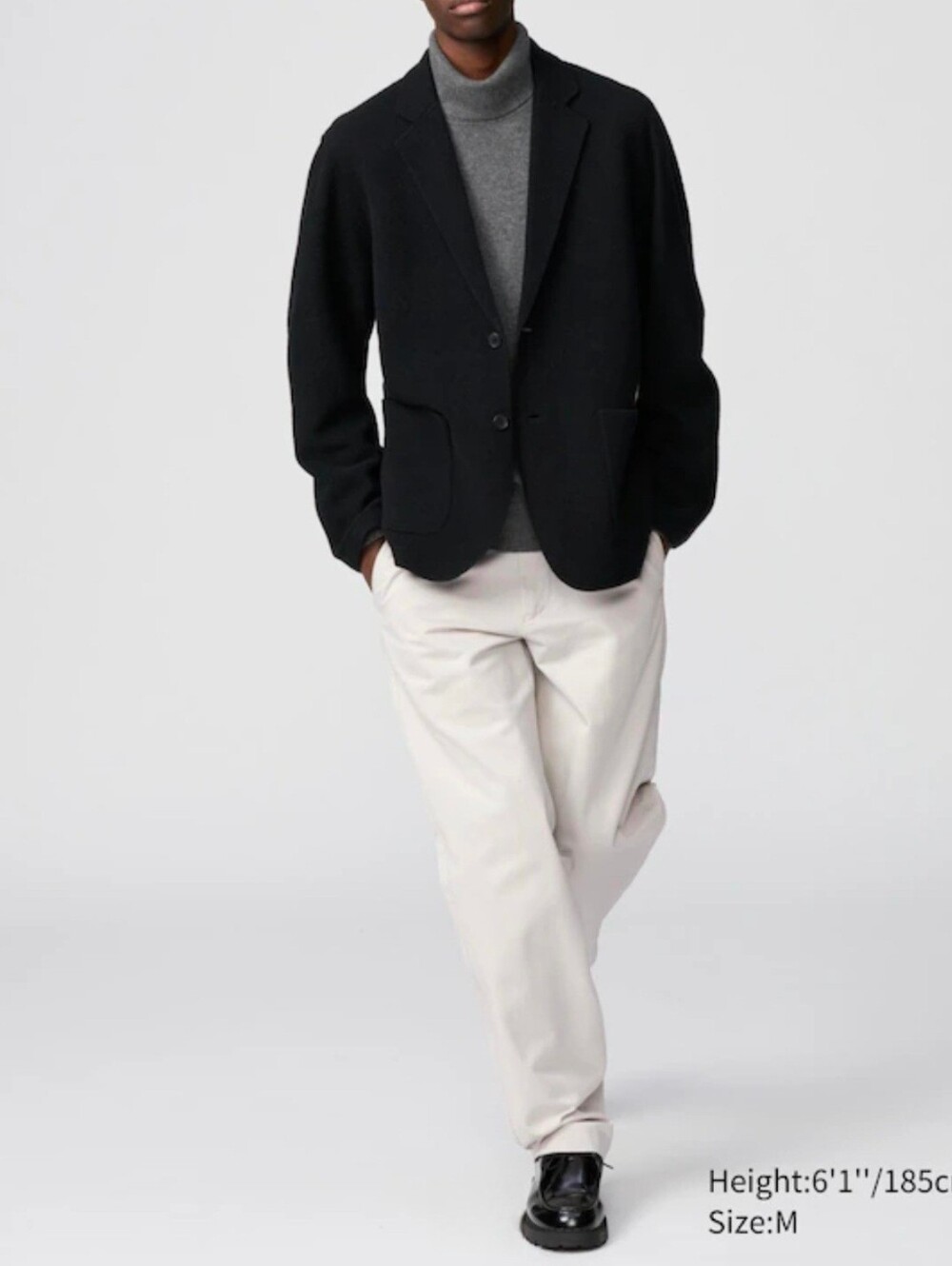 NWT Uniqlo C Knit Jacket Short Coat Blazer Felted Wool Nylon Black Mens L Unisex